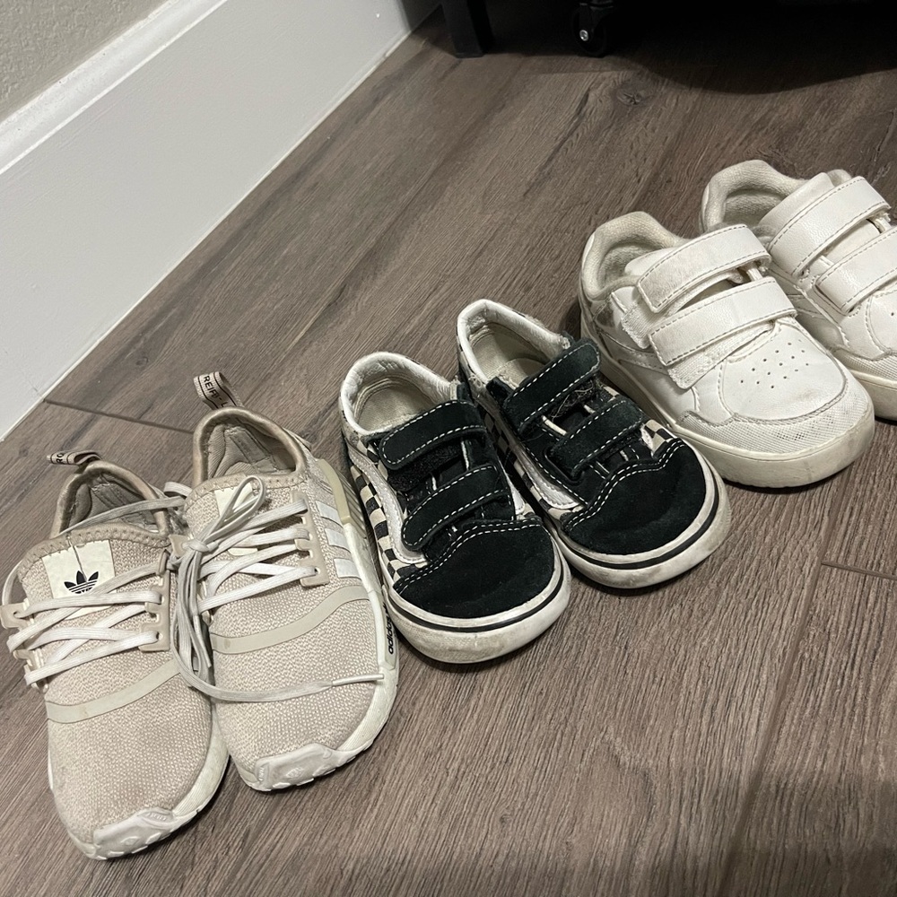 Adidas toddler Beige and Black vans, white Zara